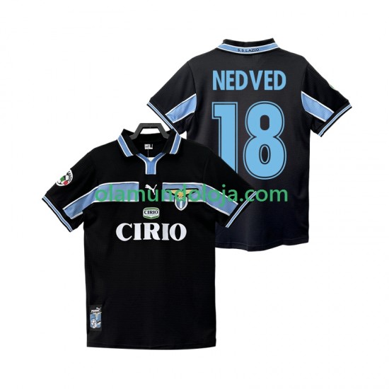 Camisola SS Lazio NEDVED 18 Retro Homem Equipamento Segundo 1998 1999 Manga Curta